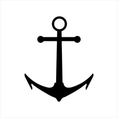 Ship boat anchor silhouette isolated on white background. Anchor icon vector illustration design.