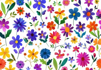 Vibrant Spring Floral Pattern for Lively Backgrounds Generative AI