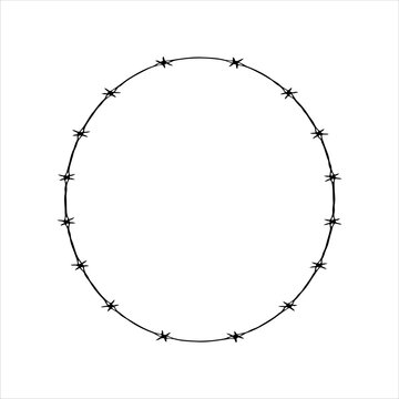 Barbwire circle silhouette isolated on white background. Round barbwire icon vector illustration design.