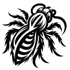 Fierce flea illustration in black and white