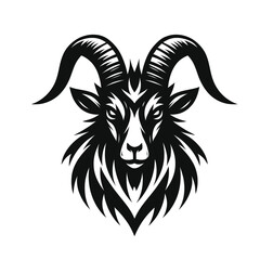 Fierce goat illustration in black and white