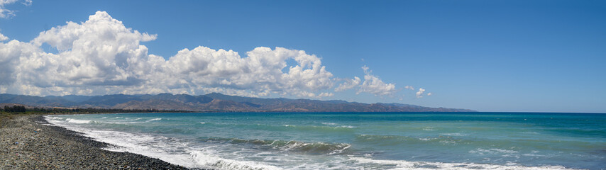 Mediterranean coast view of clouds and mountains