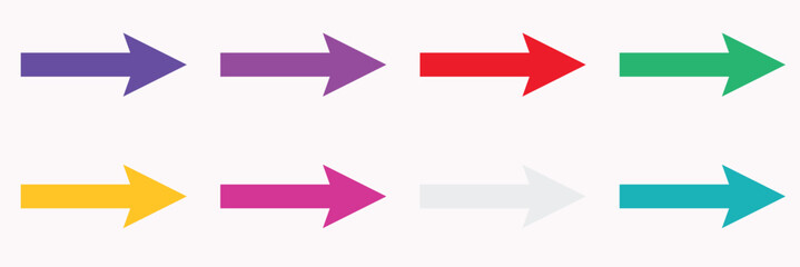 Arrows colorful set .Arrows. Arrow icon. Colorful arrows. Vector illustration. isolated  white background. EPS 10
