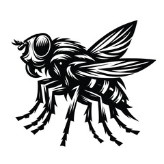 Fierce fly illustration in black and white