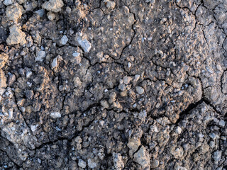 Dry cracking ground with gravel