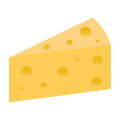 Slice cheese.A piece of cheese isolated on white background.Vector illustration.