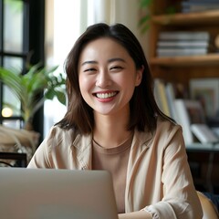 woman using computer