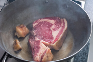 Aged Beef Steak Sizzling in Seville