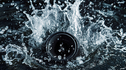 Loudspeaker splash down in water 