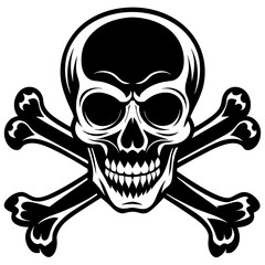Silhouette of skull and bones vector illustration 