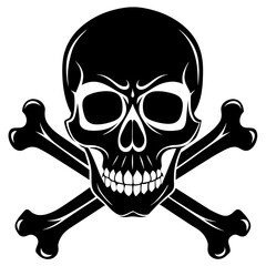 Silhouette of skull and bones vector illustration 