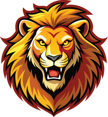 Lion mascot sport logo design. Lion animal mascot head vector illustration logo. Wild predator cat head mascot, Lion head emblem design for Sports team, lion king. Vector illustration