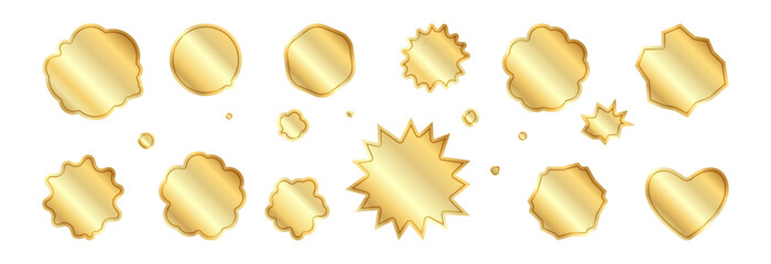 Gold bubbles for text, set of gold stickers.