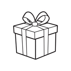 gift box line art on white background