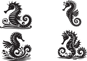 See horse silhouettes vector design