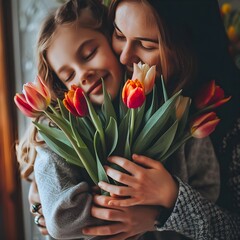couple with tulips