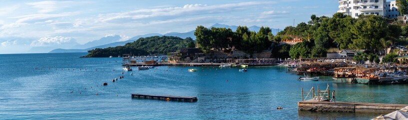 Fototapeta premium Panoramic image of Ksamili Beach, Southern Albania