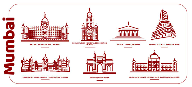 Mumbai monuments icons