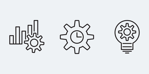 set setting processing workflow process icon, data update line icon