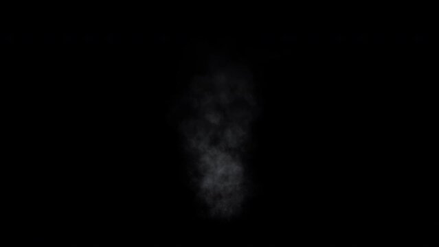 Video of smoke plume, steam or mist column rising into the air, 4k 30p with alpha channel for transparent background