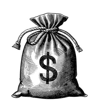 recommend clip art: money bag engraving black and white outline