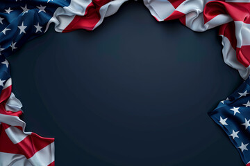 Obraz premium 4th july american independence day flyer template with wave flag background and. poster, banner, greeting card. Generative AI