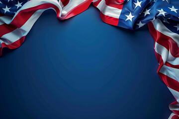 4th july american independence day flyer template with wave flag background and. poster, banner, greeting card. Generative AI