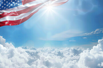 4th july american independence day flyer template with wave flag background and. poster, banner, greeting card. Generative AI