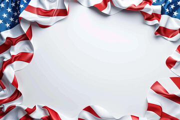 Fototapeta premium 4th july american independence day flyer template with wave flag background and. poster, banner, greeting card. Generative AI