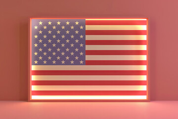 Obraz premium 4th july american independence day flyer template with wave flag background and. poster, banner, greeting card. Generative AI