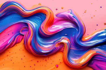 Obraz premium Vibrant Abstract Art with Dynamic Swirls of Blue, Pink, Orange, and Purple Colors 