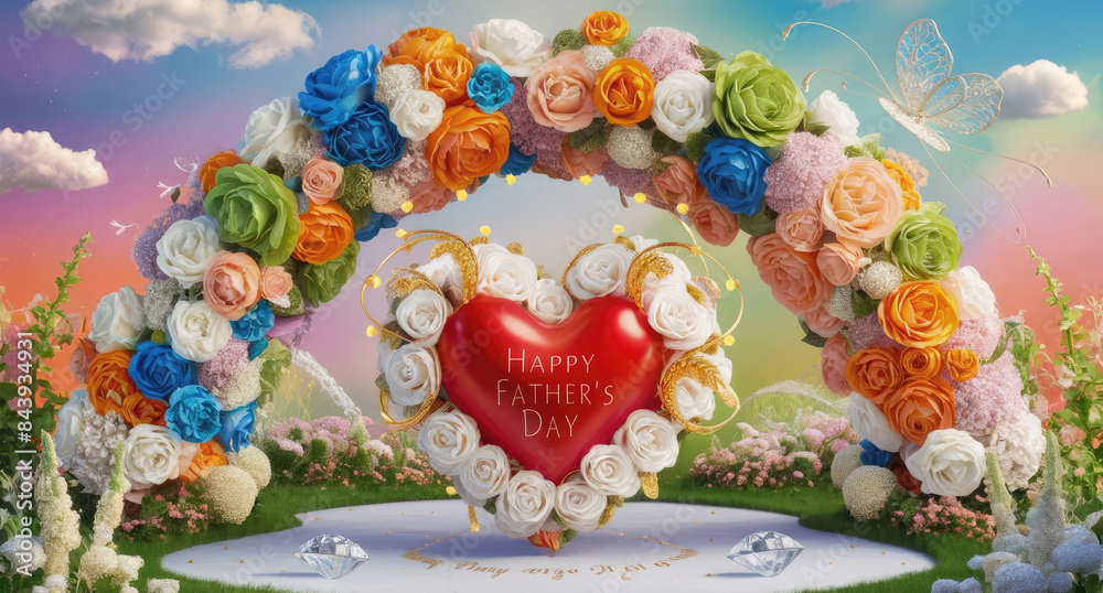 Fototapete 3d render of an ethereal and enchanting garden scene filled with vibrant colors and magical elements
