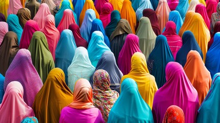 Obraz premium Diverse Gathering of Muslim Women Celebrating Eid