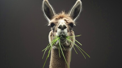 Obraz premium Llama consumes grass
