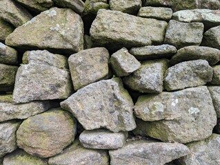 A dry stone wall in the British countryside