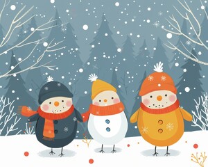 Fototapeta premium Cute winter background with playful elements
