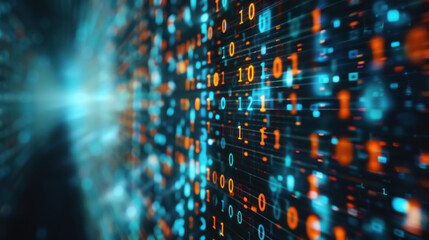 Obraz premium Glowing Screen Abstract Binary Code, 3D Rendering