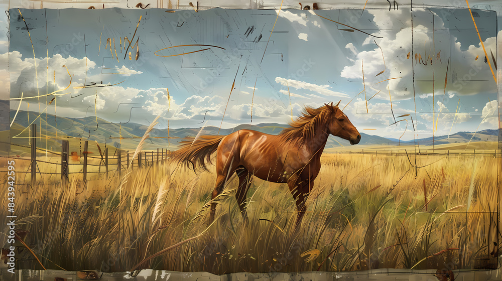 Wall mural panel wall art with horse for wall decoration - Wall murals