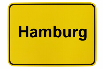 Illustration eines Ortsschildes der Stadt Hamburg in Norddeutschland