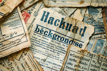 Naklejka premium Vintage newspapers with black bold headline represents importance of the history and context