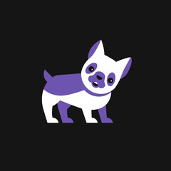 Vector illustration of cute dog on black background