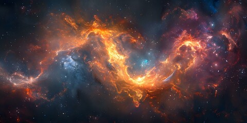 Ethereal Cosmic Nebulae Representing Eternal Love and Celestial Union. Concept Starry Night Sky, Cosmic Connections, Eternal Bond, Love and Light, Celestial Union