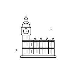Fototapeta premium Big Ben, London Landmark, Clock Tower, British Monument, Westminster Clock, Historic Landmark Vector Illustration Icon Design