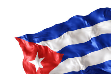 Realistic flag of Cuba with folds, on transparent background. Footer, corner design element. Cut out. Perfect for patriotic themes or national event promotions. 3D render.