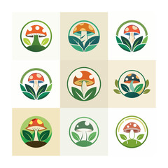 set of mushroom logo