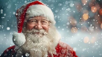 Happy Santa Claus Amidst Falling Snow