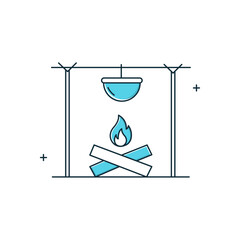 Outdoor Campfire, Bonfire, Outdoor Fire, Camping, Campfire Cooking, Firewood, Outdoor Adventure, Fire Pit, Night Camping Vector Icon Design