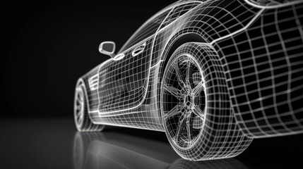 The car is colored in black and white with a complex grid pattern that covers its entire body. 