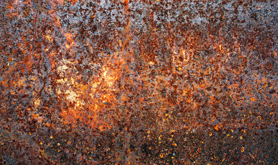 Rust on metals plate texture.Corrosive grunge rusted on old iron. The pattern of grunged rust on the wall use as illustration for presentation background. Rusty corrosion and oxidized background.