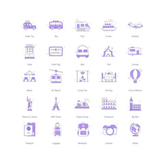 Fototapeta premium Comprehensive Travel Vector Icon Design Collection
